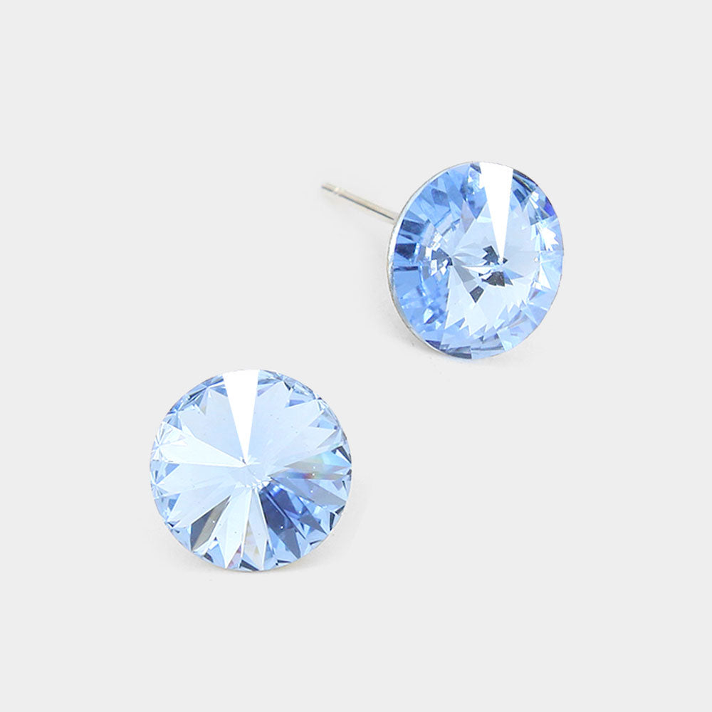 Light Blue 10mm Round Crystal CZ Stud Earrings