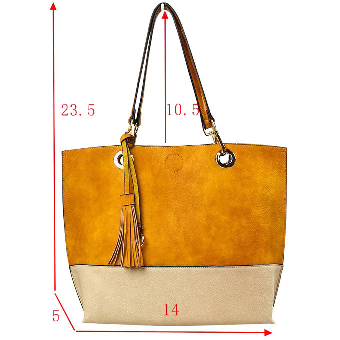 Yellow Kelli 2n1 Vegan Tote Handbag Pouch Faux Leather Tote Bag Inside Crossbody Pouch, Best Seller Tote, Handbag has plenty of room to fit all your items, available in a few colors. Handbag also comes with a removable insert bag that doubles as lining to the bag, or can be removed and worn as a crossbody bag. This 2 in 1 tote bag is just what the boss lady needs!