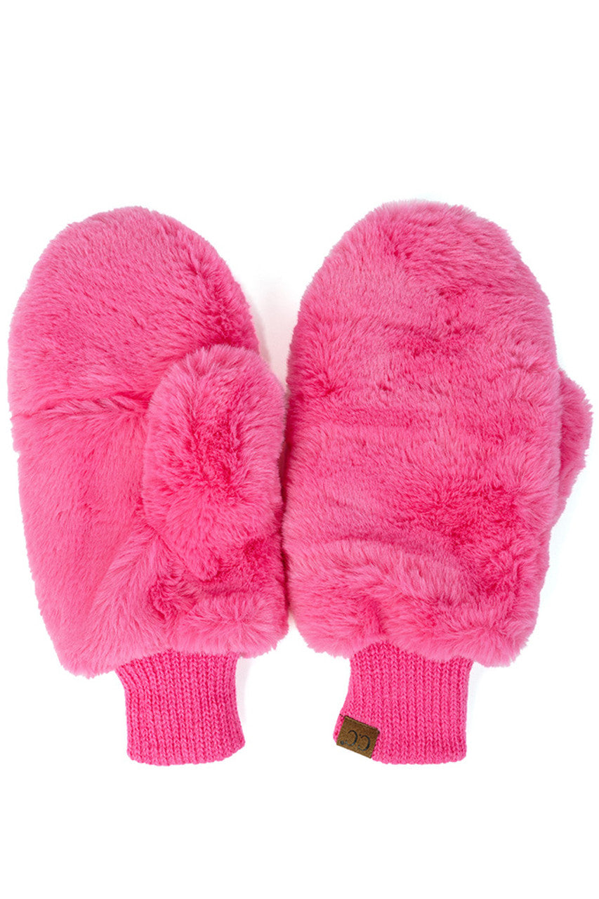 C.C Faux Fur Pop Top Mittens Gloves Shepherd Lining