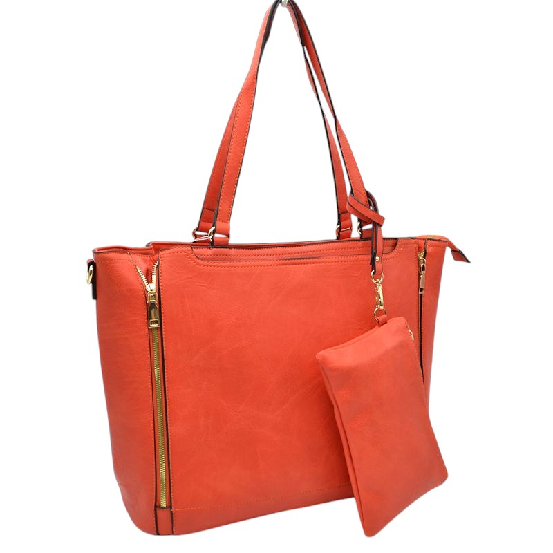 Pink 3 in 1 Side Zipper Women's Handbag set. Ideal for parties, events, holidays, pair these handbags with any ensemble for a polished look. Versatile enough for using straight through the week, perfect for carrying around all-day. Great Birthday Gift, Anniversary Gift, Mother's Day Gift, Graduation Gift, Valentine's Day Gift. Wear as a crossbody, shoulder bag, or hand carry for your favorite look.