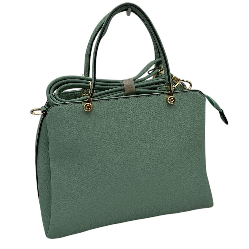 Textured Faux Leather Top Handle Tote Bag