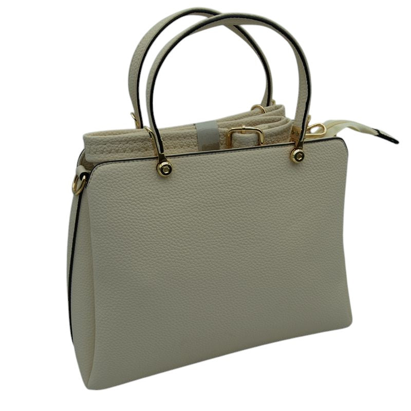 Textured Faux Leather Top Handle Tote Bag
