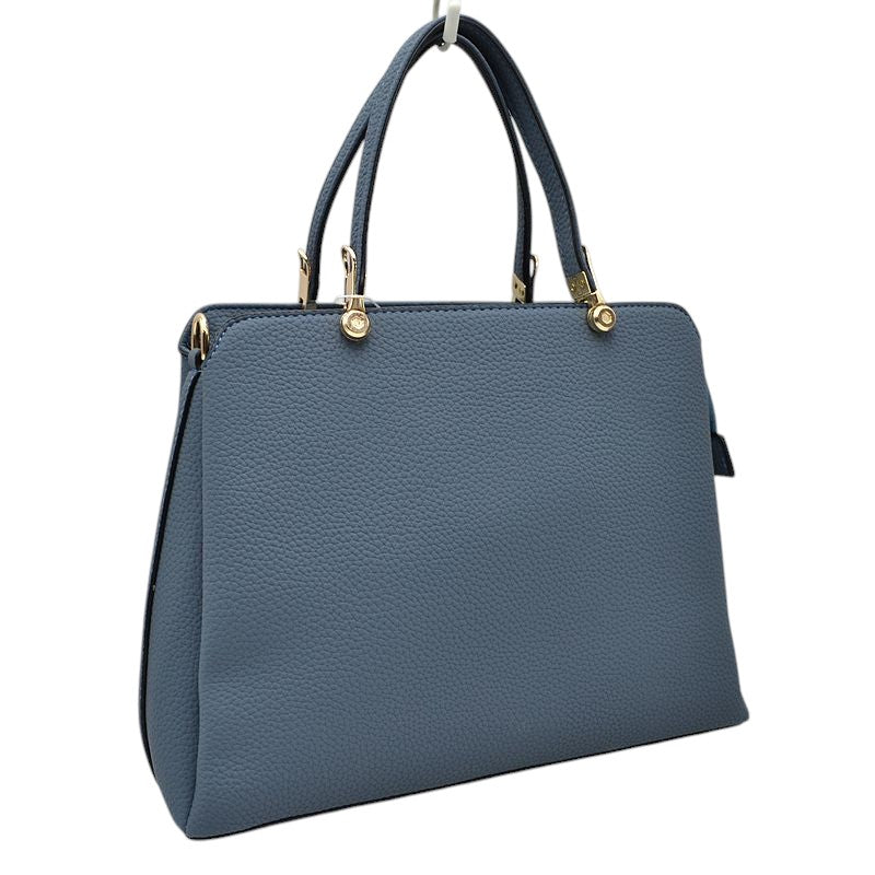 Textured Faux Leather Top Handle Tote Bag