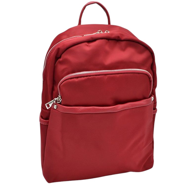 Red Modern Vegan Long Lasting Nylon Backpack Multi Purpose Bag; Largely spaced, daily necessities can be put into this fashionable bag, take it to school, work or a day trip, simple sophistication, dress to impress. Perfect Birthday Gift, Anniversary Gift, Thank you Gift, Nylon Style Backpack, School Bag, Fashion Bag