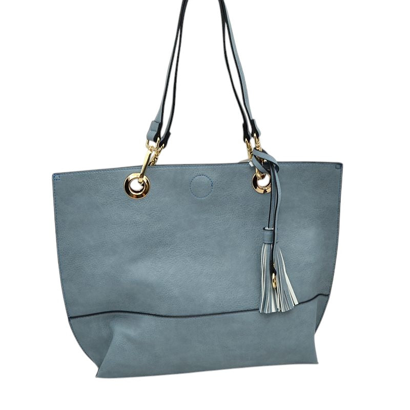 2-in-1 Women's Faux Leather Tote Shoulder Handbag