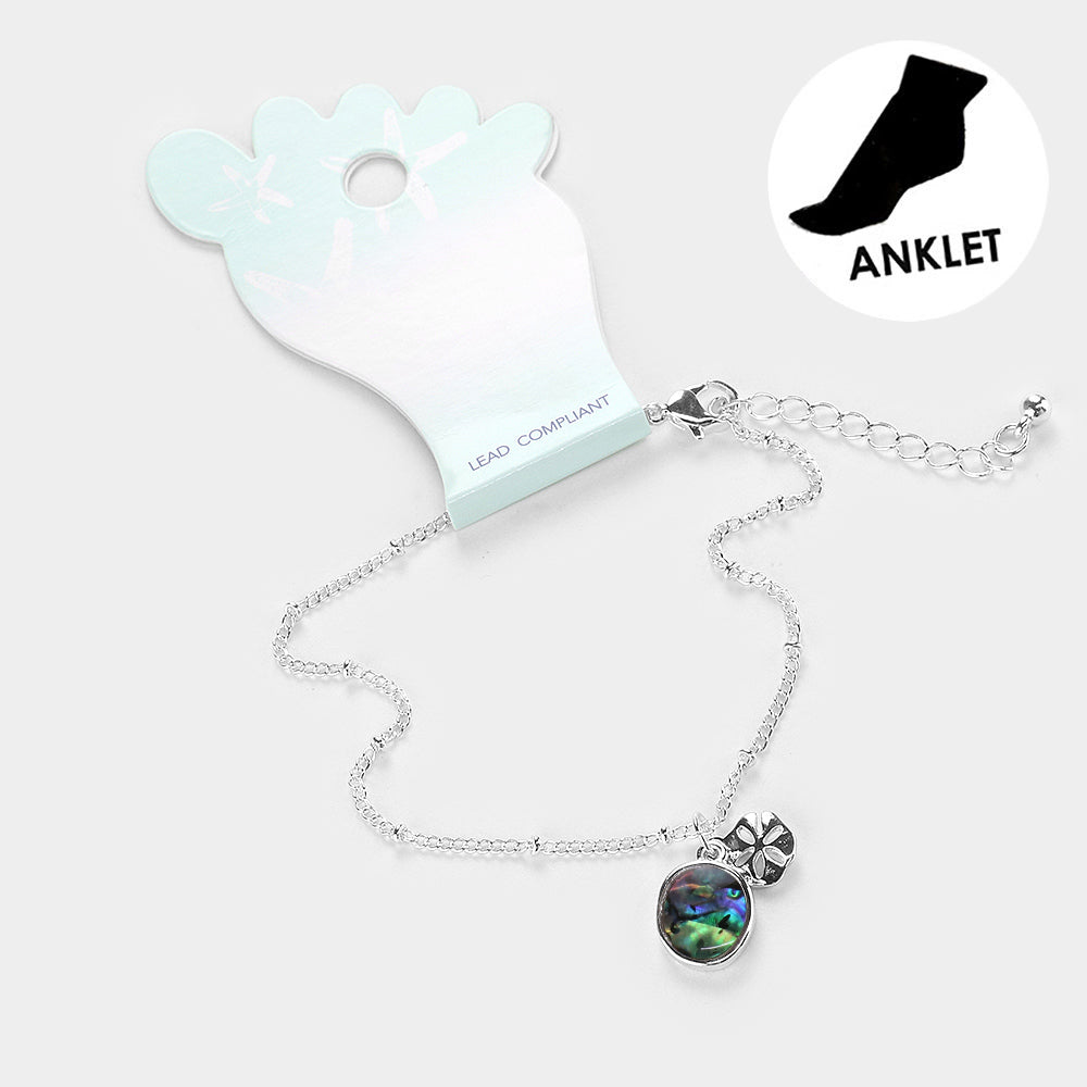 Madeline Love Abalone Abalone Cutout Metal Sand Dollar Anklet - Anklets
