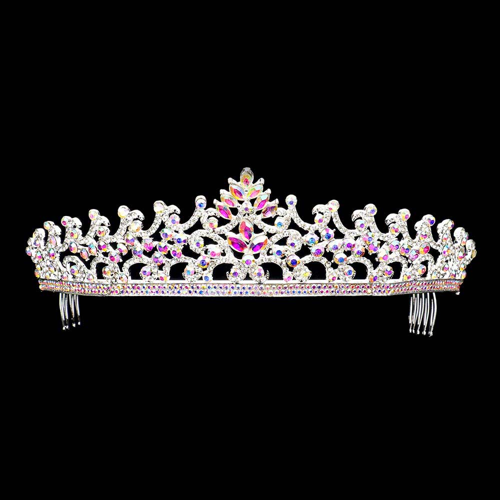 Ab Silver Marquise Round Stone Embellished Princess Tiara, this awesome princess tiara will make you the ultimate royal beauty and make you absolutely stand out to receive the best compliments on special occasions. It perfectly adds luxe to your outfit and makes you more gorgeous. It's easy to put on & off and durable. The stunning hair accessory is really beautiful, Pretty, and lightweight.