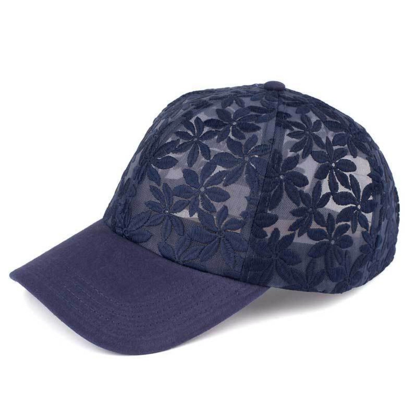 C.C Cotton Lace With Solid Brim Baseball Cap 90% Cotton 10% Polyester