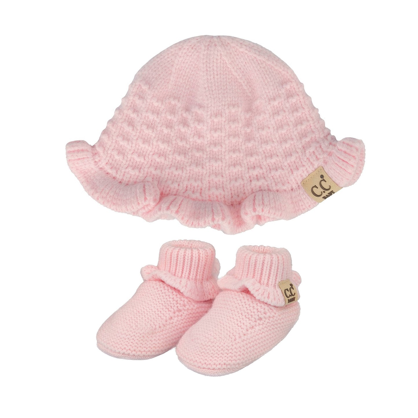 C.C Baby Knitted Bonnet&Amp;Booties Set