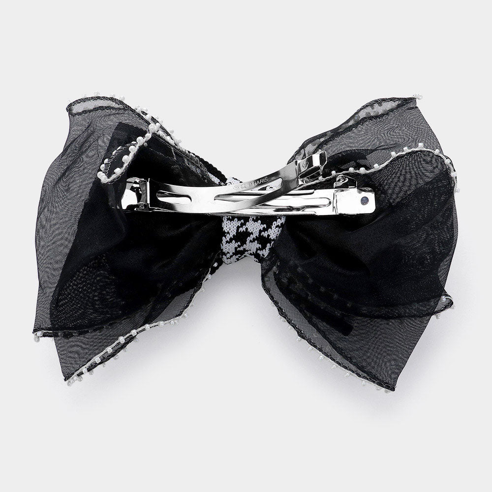 Madeline Love Black Pearl Pointed Houndstooth Bow Barrette - Hair Accessories - desc