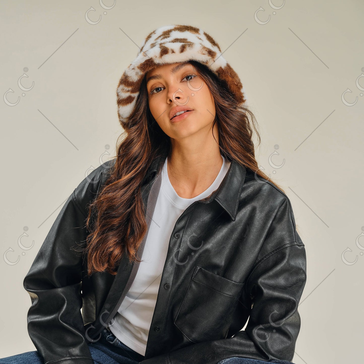 C.C Cow Faux Fur Bucket Hat