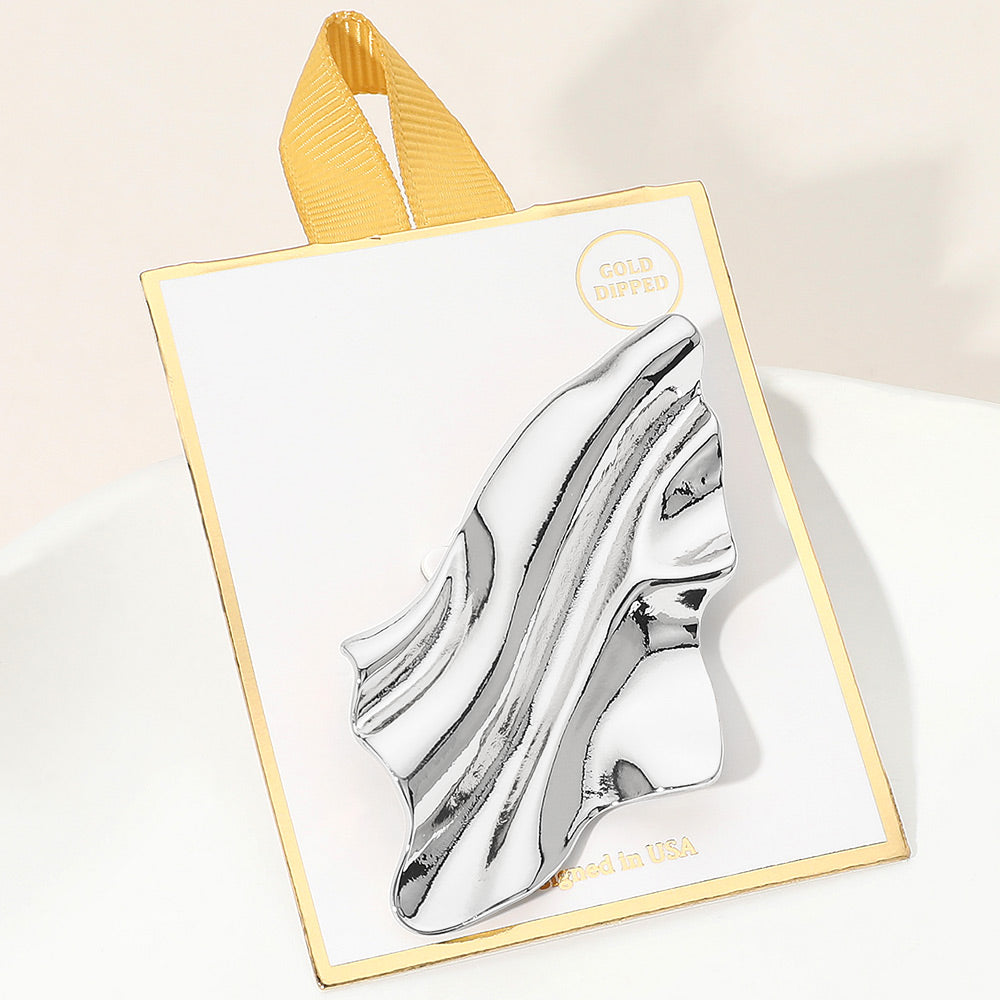 Madeline Love Rhodium Gold Dipped Modern Fluid Abstract Wave Pin Brooch - Brooches