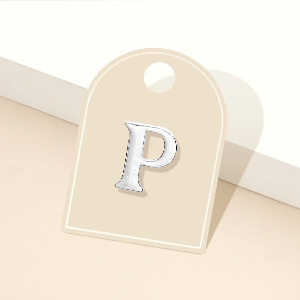 Madeline Love Silver, ~P~ -P- Metal Initial Monogram Lapel Mini Pin Brooch - Brooches