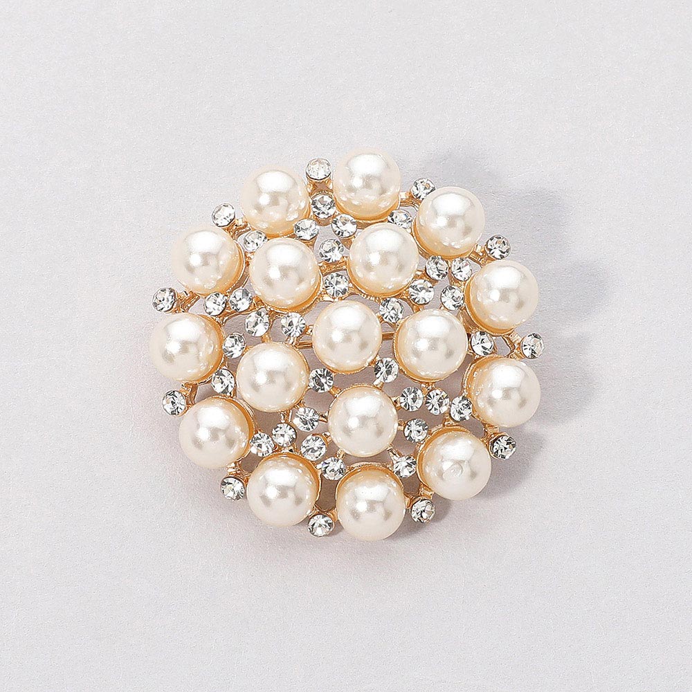 Madeline Love Cream, Gold Pearl Cluster Pin Brooch