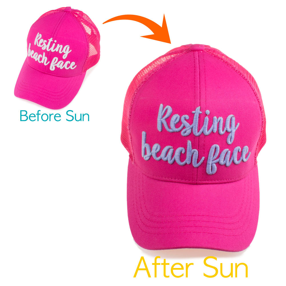C.C Hello Sunshine Changing Color Pony Trucker Cap 100% Cotton
