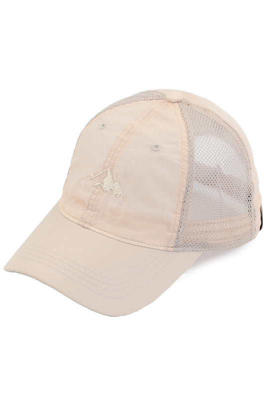 Beige C.C Weightless Windbreaker Baseball Cap is the ultimate combination of style and functionality. Made with lightweight materials, it protects from the wind while remaining comfortable to wear. Perfect for any outdoor activity, this cap is a must-have for those on the go.