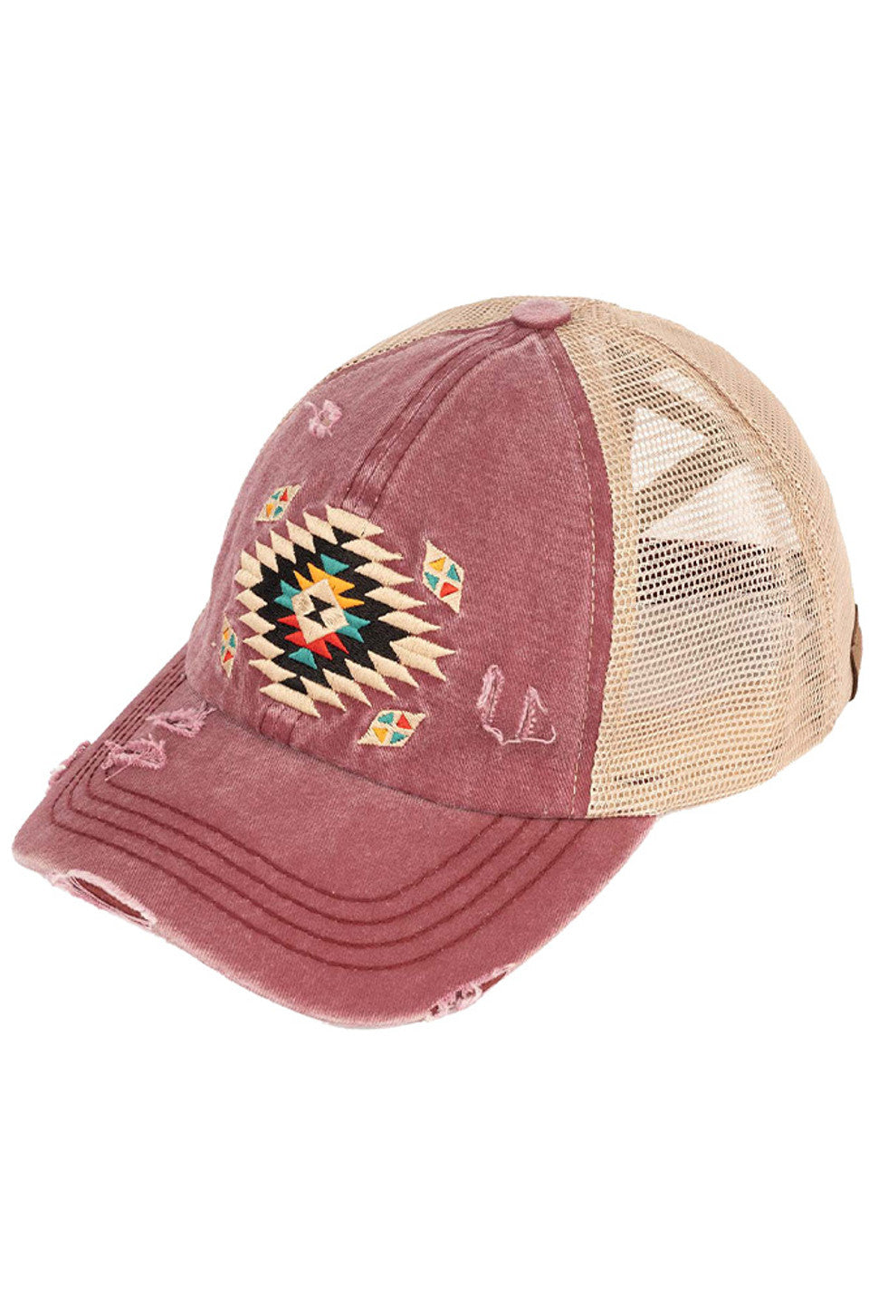 Berry C.C AZTEC PATCH DISTRESSED PONY CAP is a stylish and versatile accessory that combines functionality with fashion. Made of high-quality materials, it features an eye-catching aztec patch design and a distressed finish for a trendy look. Stay protected from the sun and add a touch of personality to your outfit with this must-have cap.