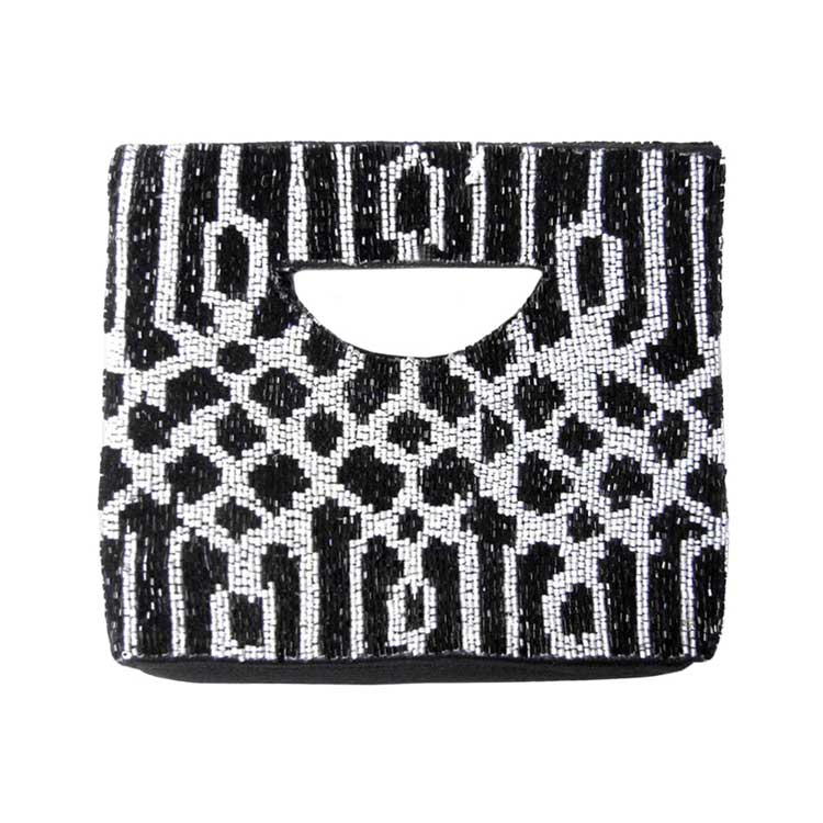 Black Boho Patterned Seed Beaded Tote Bag, perfectly goes with any outfit and shows your trendy choice to make you stand out on any occasion. Perfect for carrying makeup, money, credit cards, keys or coins, etc. It's lightweight and perfect for easy carrying.