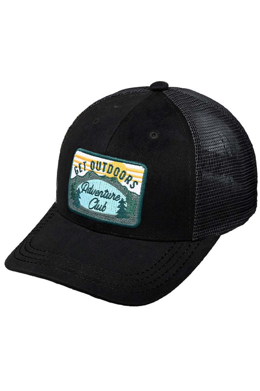 Black  C.C GET OUTDOORS Embroidery Patch Baseball Cap is the perfect accessory for all outdoor enthusiasts. With its high-quality embroidery, this cap not only adds style to any outfit, but also showcases your love for the great outdoors. Protect yourself from the sun while looking your best with this must-have cap.