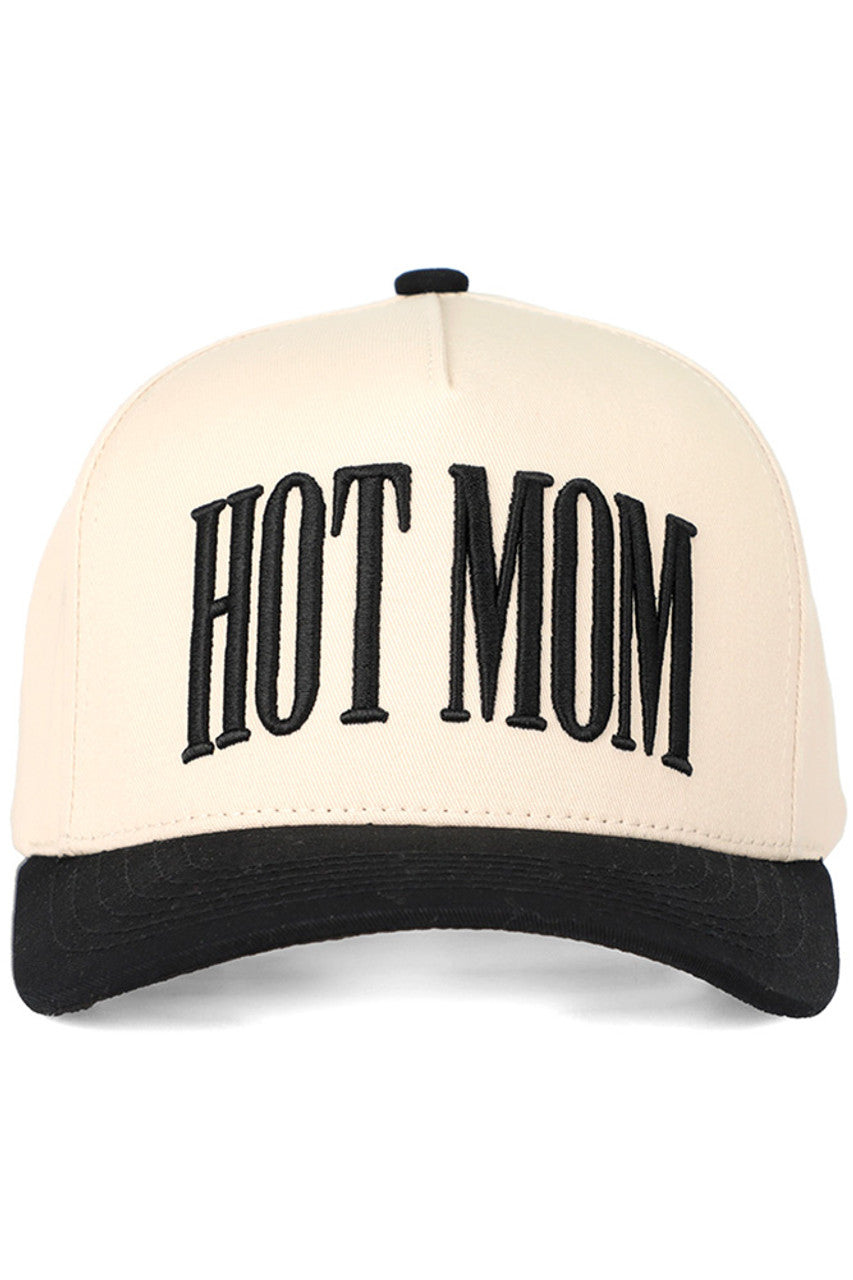 Black C.C HOT MOM Trucker Hat features precision embroidered lettering on a durable mesh design. The adjustable snapback ensures a comfortable fit for all-day wear, while the structured front maintains its shape. Perfect for casual outings or protecting yourself from the sun with style and personality.