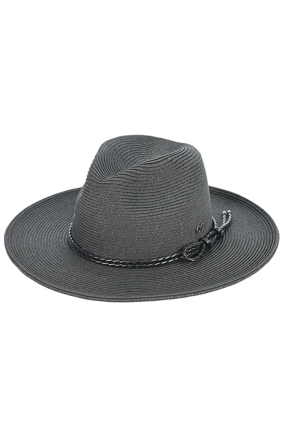 Black C.C Leather String Rope Band Paper Panama Hat features a durable leather string rope band and is made of high-quality paper material. Perfect for a stylish yet practical accessory to protect from the sun's harmful rays. Expertly crafted, this hat showcases intricate details and is designed to last.