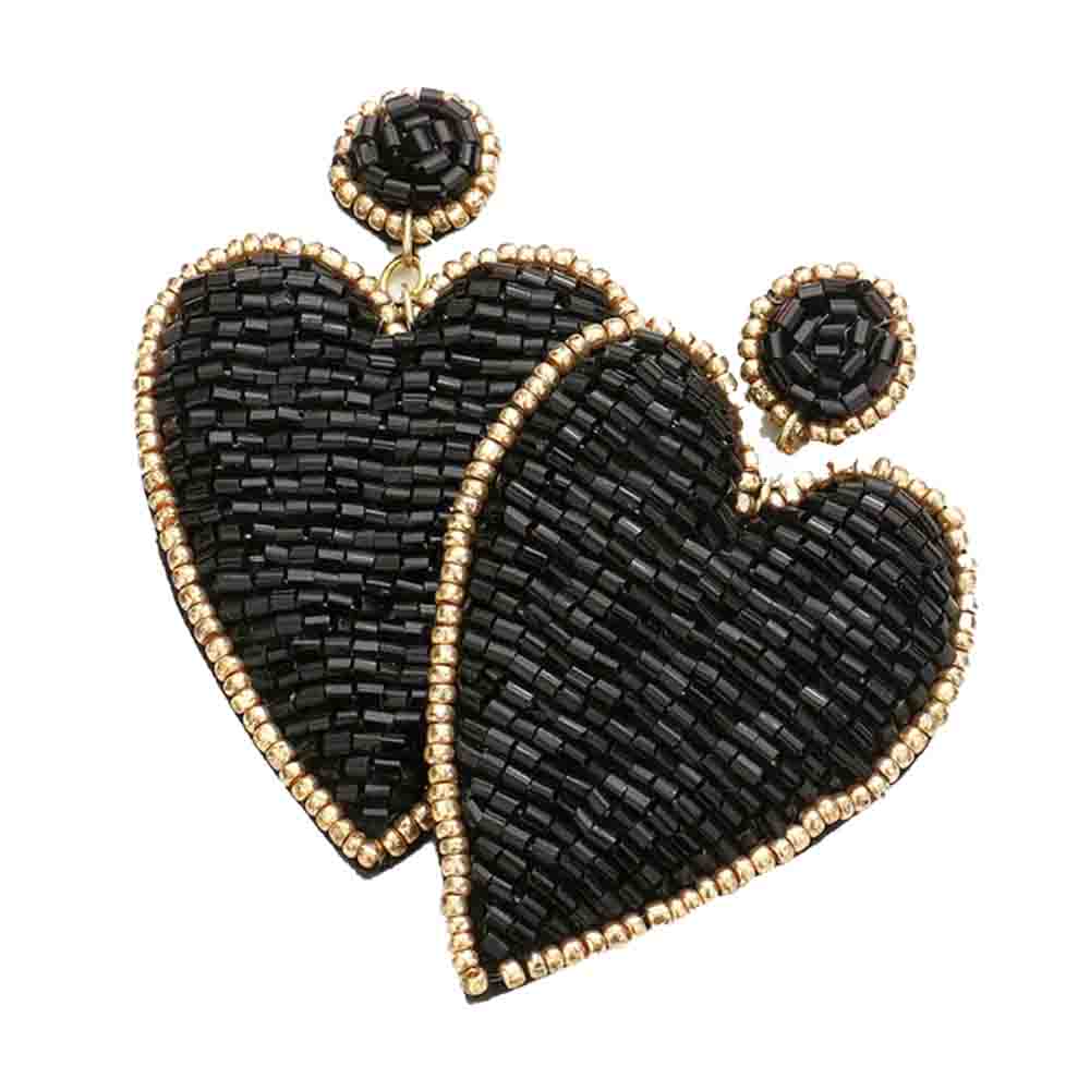 Black Felt Back Beaded Heart Earrings beautifully crafted design adds a gorgeous glow to any outfit. Perfect Birthday Gift, Anniversary Gift, Valentines Day Gift, Mother's Day Gift, Regalo Cumpleanos, Regalo Dia de las Madres, Mom Gift, Thank you Gift, Just Because Gift, Love you Gift, Prom Jewelry, Graduation Gift