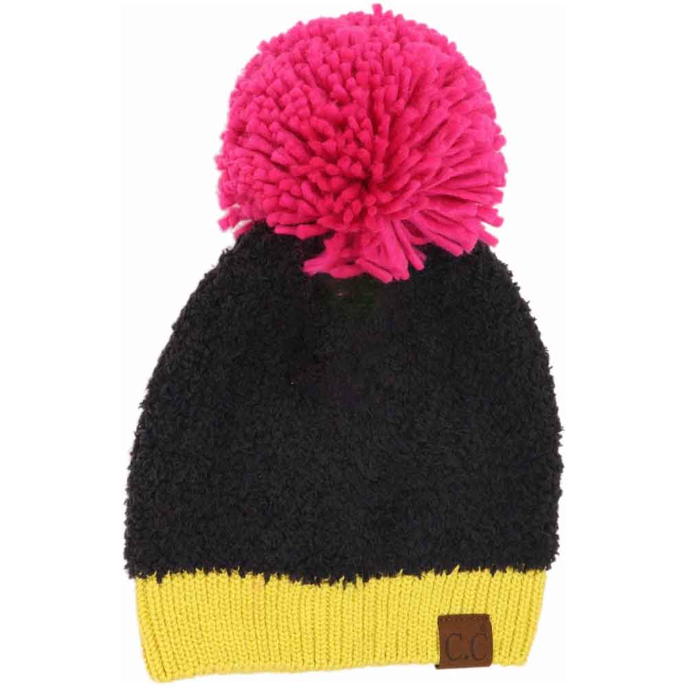 Color Block Knitted Sherpa Pom Beanie