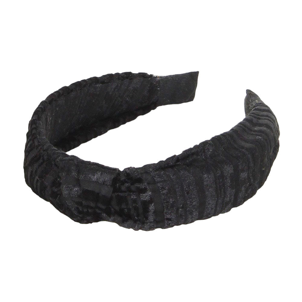 Striped Velvet Knot Burnout Headband - Black - Headbands