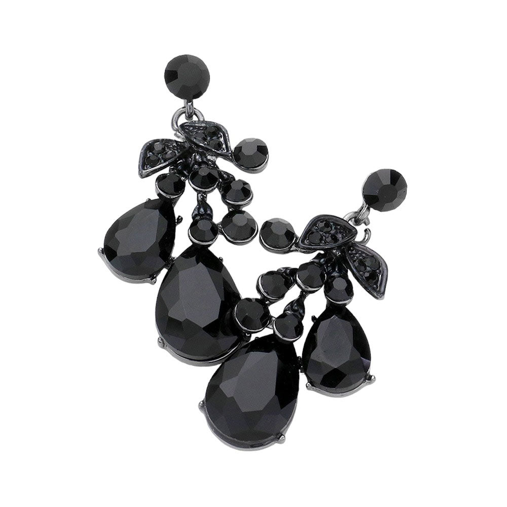 Black Teardrop Stone Cluster Dangle Evening Earrings, these stunning pieces feature an elegant design and shimmering metal accents. Perfect for special occasions, they are sure to add style and elegance to any look, these earrings are sure to make a lasting impression. Gift a pair of these to someone you love.