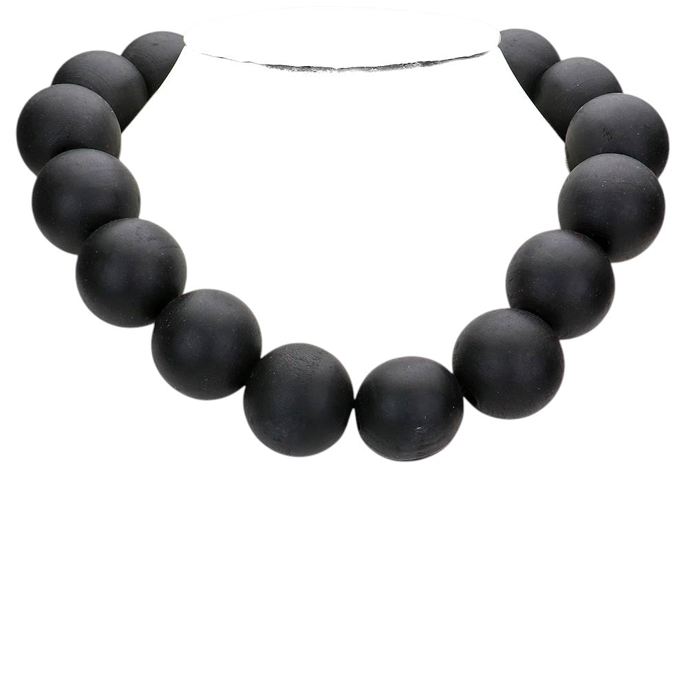 Black Wood Ball Necklace, delicately polished necklace will enhance your look, versatile enough for wearing straight through the week, perfectly lightweight for all-day wear, coordinate with any ensemble from business casual to everyday wear, the perfect addition to every outfit.