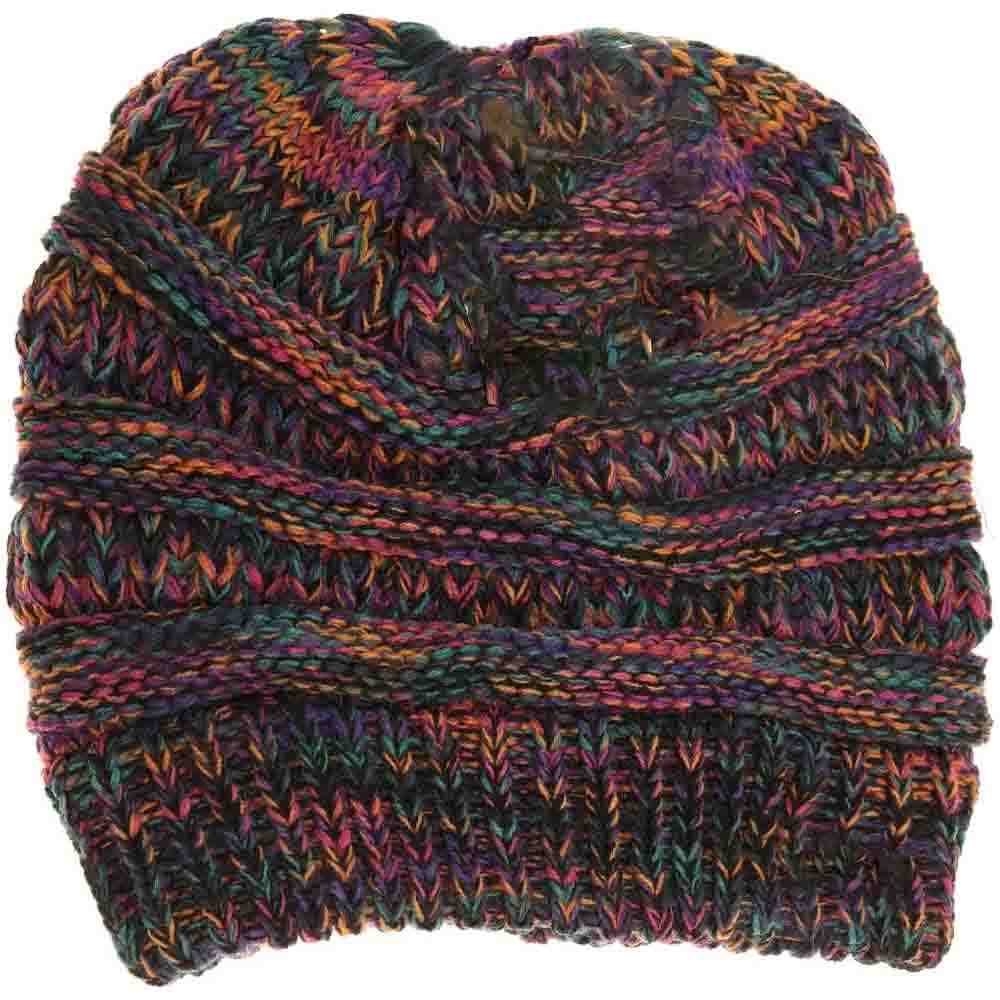 Black Multi-C.C Mixed Color Knitted Ponytail Beanie Stylish Comfy Warm Winter Hat; reach for this classic toasty hat to keep you nice n warm in the chilly winter weather, the wintry touch finish to your outfit. Perfect Gift Birthday, Christmas, Holiday, Anniversary, Stocking Stuffer, Secret Santa, Valentine's Day, Loved One, BFF