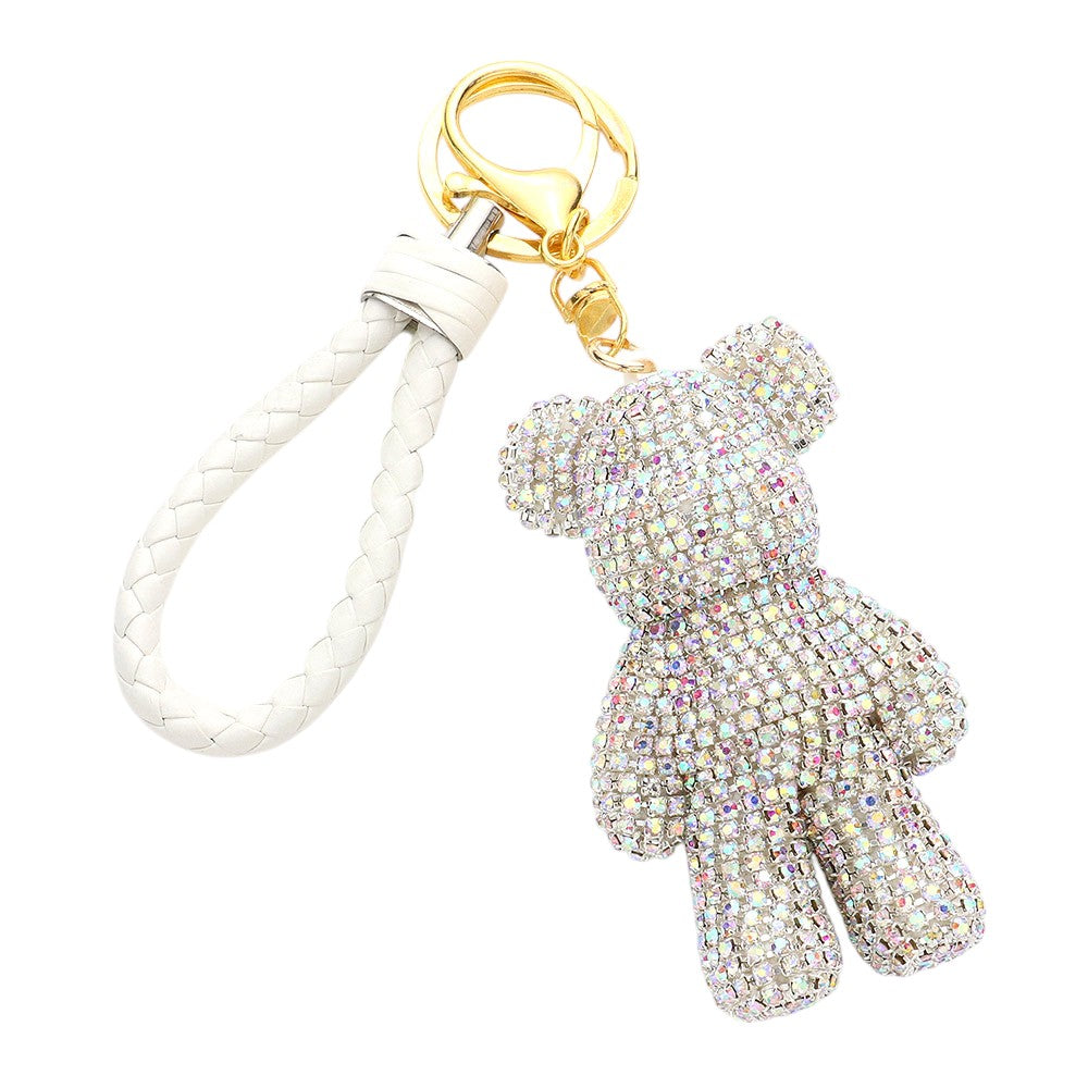 White Bling Bear Figure Faux Leather Strap Bag Charm is the perfect accessory to add a touch of charm and style to your bag. Made with high-quality faux leather, it features a sparkling bear figure that adds a touch of bling to any outfit. Get yours today and elevate your bag game.