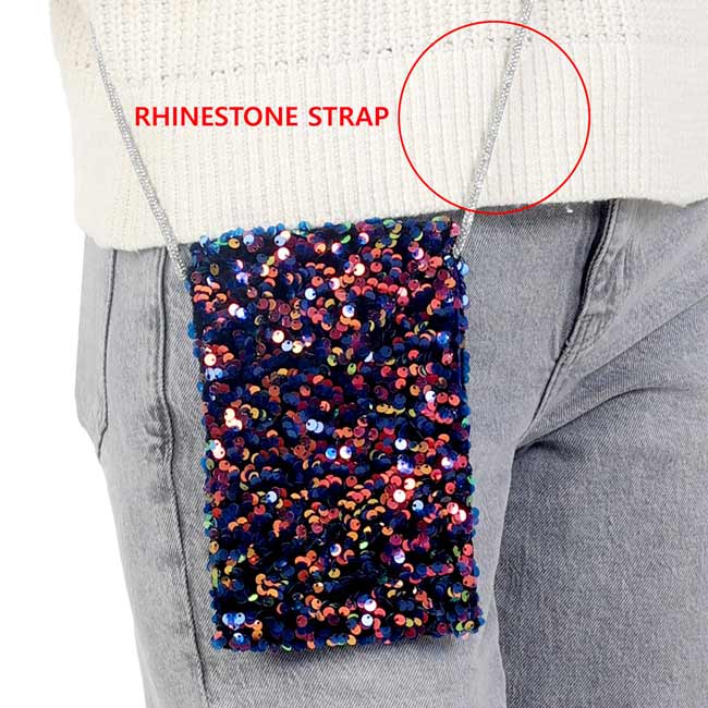 Blue Bling Sequin Crossbody Cellphone Bag, be the ultimate fashionista while carrying this crossbody cellphone bag! It has enough capacity put for cell phones. This pretty cellphone bag will surely bring a smile to one's face as a gift. This is the perfect gift for your friends, family, and the people you love.