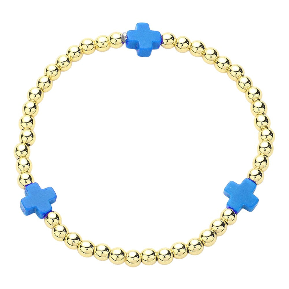 Blue-Cross Pointed Stainless Steel Ball Beaded Stretch Bracelet features a unique combination of cross-pointed stainless steel and beaded stretch design. The durable materials make it perfect for everyday wear, while the stylish design adds a touch of sophistication to any outfit. With its comfortable and easy-to-wear construction, this bracelet is a must-have accessory for any fashion-forward individual. Upgrade your jewelry collection with this versatile and timeless piece.