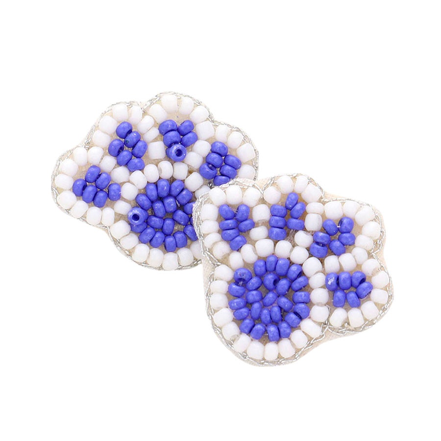 Blue Felt Back Seed Beaded Paw Stud Earrings, beautifully crafted design add a gorgeous glow to any outfit. Take your love for statement accessorizing to a new level of affection with these seed-beaded paw stud earrings!
