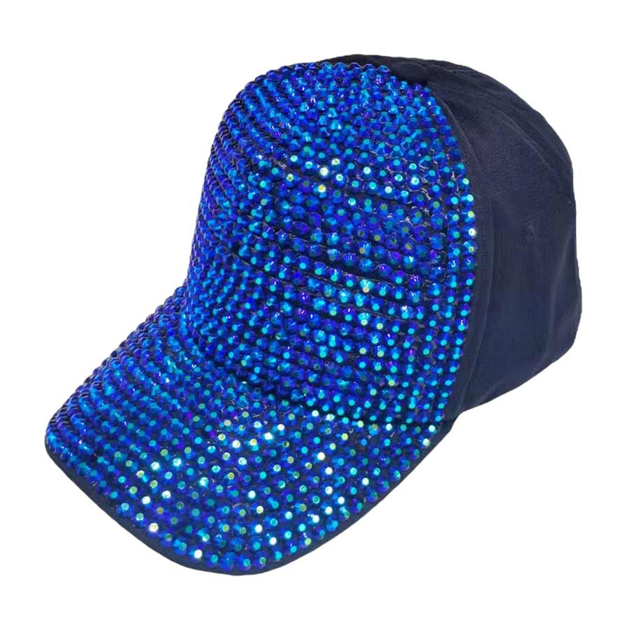Blue Trendy Bling Studded Baseball Cap, this stylish baseball cap is the perfect accessory for any casual outing. Comfortable and perfect for keeping the sun off of your face. Ideal for travelers who are on vacation or just spending some time in the great outdoors. This cap is a fantastic gift for your loved one.
