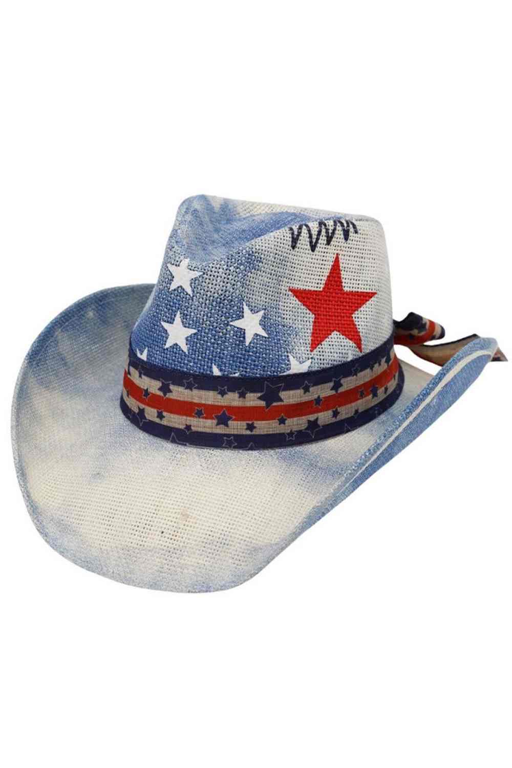 Blue Embrace patriotic style with this American Theme Stars and Stripe Straw Cowboy Hat. Crafted from 100% paper, this lightweight hat features classic red, white, and blue striping paired with star accents for bold Fourth of July flair or everyday Americana vibes. Perfect for outdoor events, festivals, or adding a fun touch to your summer wardrobe. The breathable straw construction keeps you cool while making a statement. Ideal for anyone looking to celebrate American spirit in style.