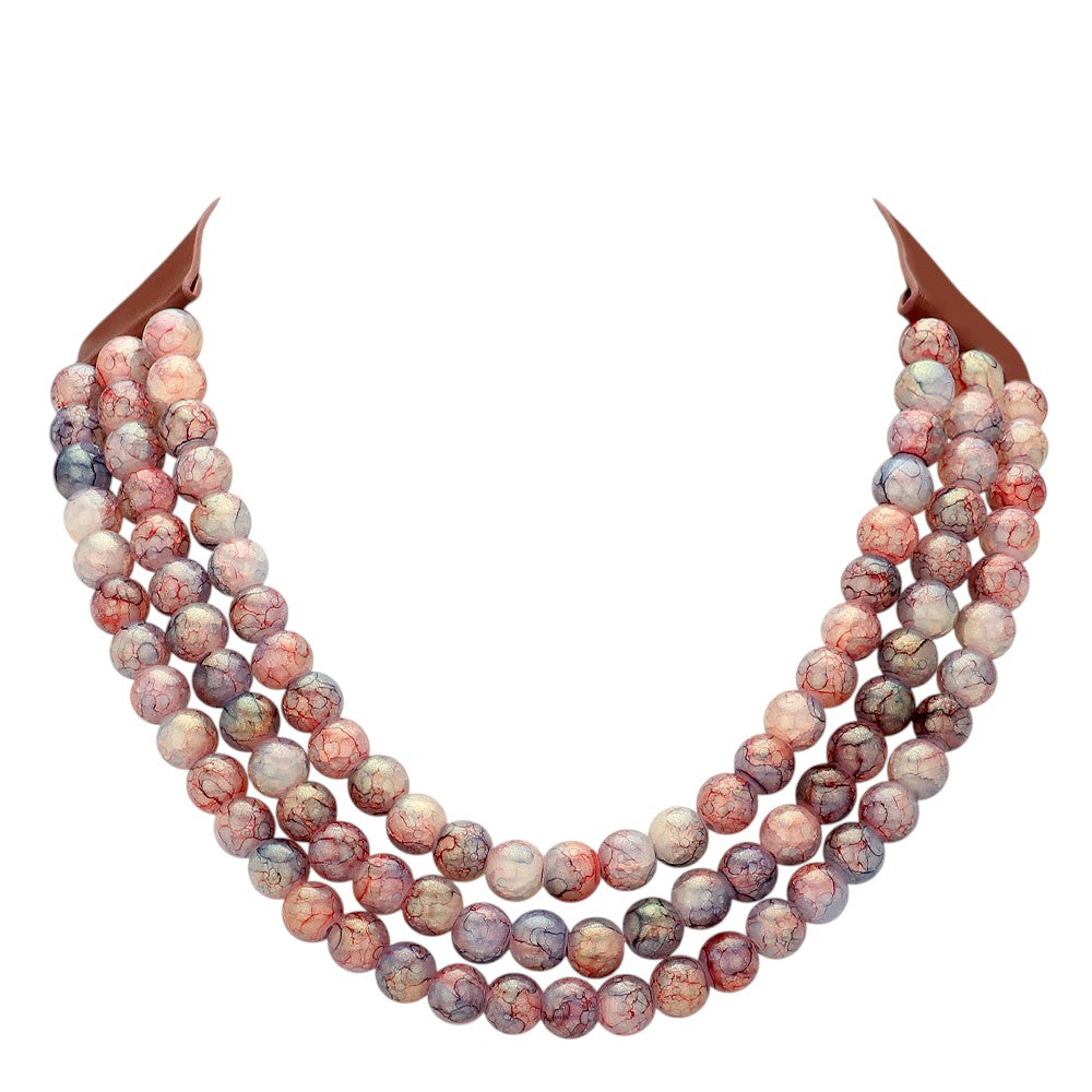 Brown Chunky Metal Ball Beaded Triple Layered Faux Leather Magnetic Necklace is perfect for adding a touch of style and sophistication to any outfit. With its triple layered design and magnetic closure, it is not only fashionable but also easy to wear. The chunky metal ball beads add a unique touch to this faux leather necklace, making it a must-have accessory for any fashion-forward individual.
