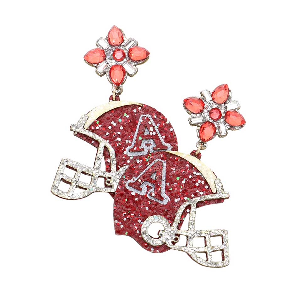 Burgundy Game Day Glittered Football Helmet Dangle Earrings, get ready with these game day glittered earrings to receive the best compliments on football game day. These game-day earrings are stylish and fashionable to cheer up your favorite football team & to make you stand out from the crowd at the gallery or anywhere else.