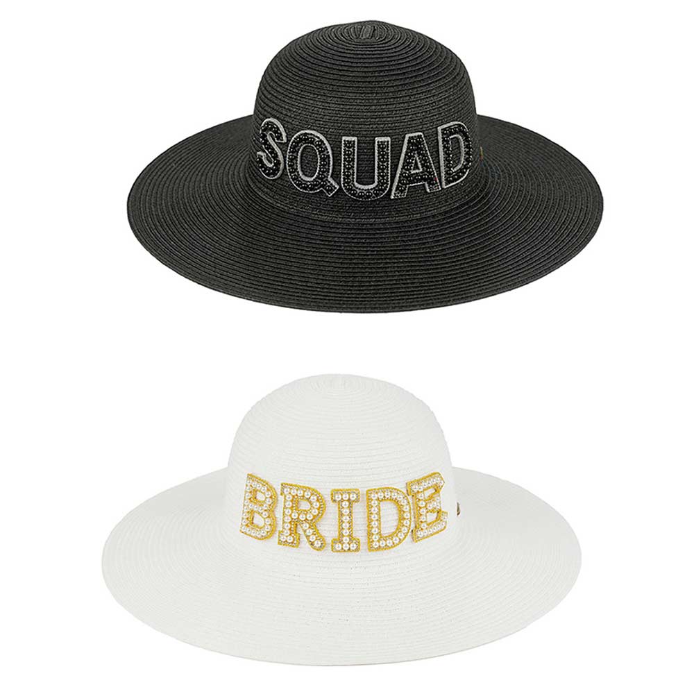 C.C Bride & Squad Pearls Wide Brim Sun Hat, keep your styles on even when you are participating in the bride squad at weddings. Large, comfortable, and perfect for keeping the sun off of your face, neck, and shoulders. These beautiful bride & squad pearls wide-brim sun hats will be perfect for any wedding ceremony.