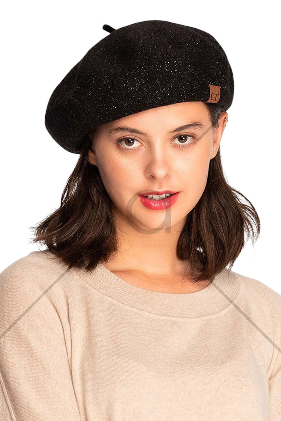 The C.C. Lurex Yarn Wool Beret combines traditional craftsmanship with contemporary style. It is meticulously constructed from premium wool with integrated lurex threads that create a subtle metallic sheen. This expertly designed headwear retains warmth while maintaining breathability, ensuring comfort throughout variable temperatures. The classic silhouette offers versatile styling options for both casual and formal occasions.