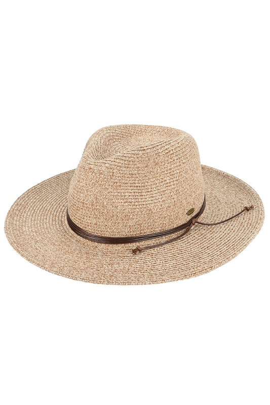 Taupe C.C String Trim Band Panama Sun Hat offers stylish protection under the sun. Its sturdy construction and wide brim provide shade, and its string trim band adds a touch of sophistication. Perfect for any outdoor activity, ensuring both fashion and functionality.