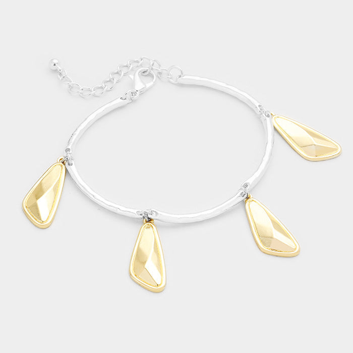 Madeline Love Silver, Gold Geometric Metal Charms Station Bracelet - Bracelets