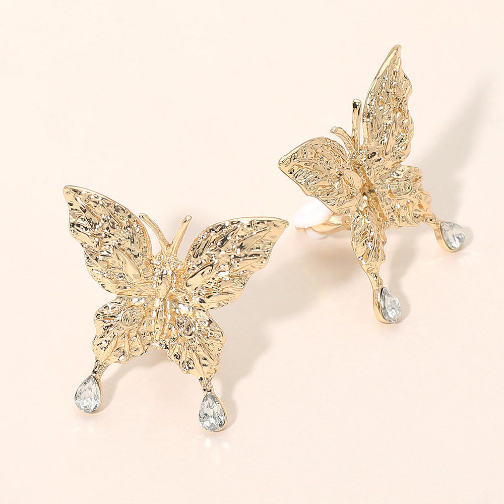 Madeline Love Gold Bold Butterfly Clip On Earrings