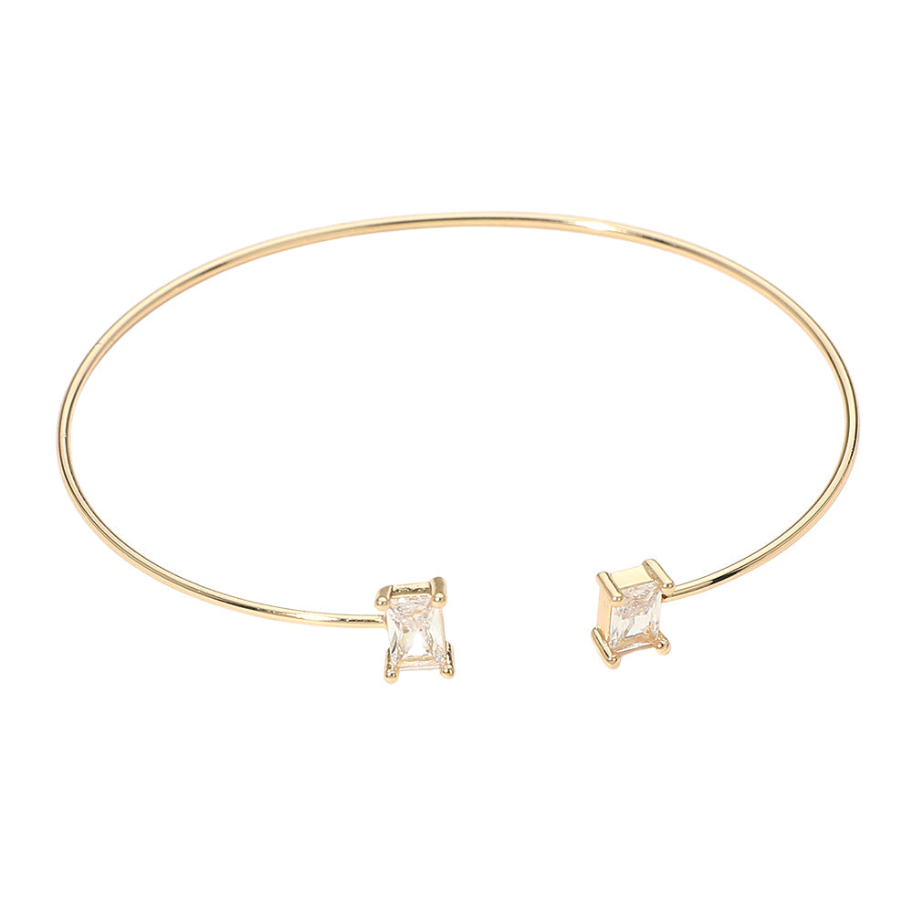 Madeline Love Gold SECRET BOX_Minimal Rectangular Stone Cluster Tip Cuff Bracelet - Hair Accessories - extra