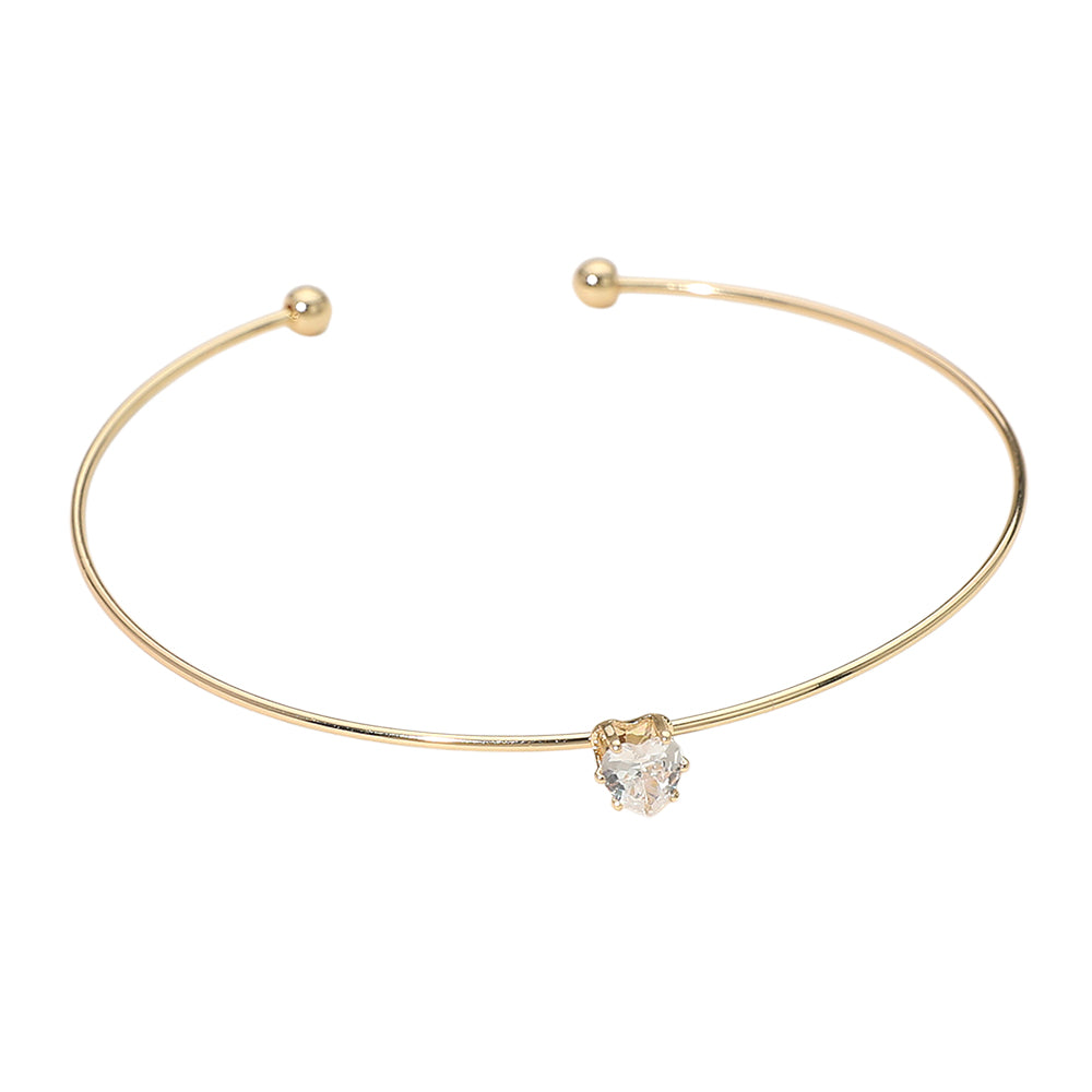 Madeline Love Gold SECRET BOX_Minimal Heart Stone Cluster Accent Cuff Bracelet - Hair Accessories - extra