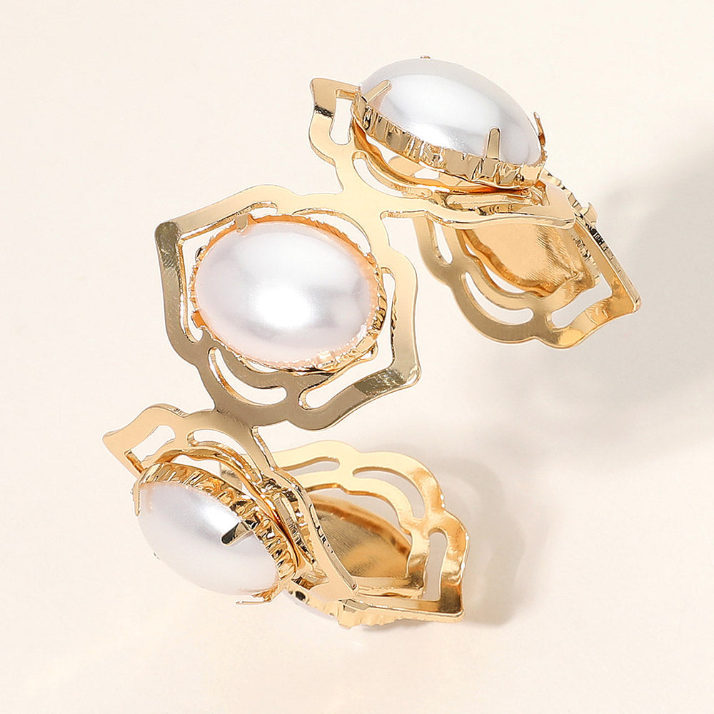 Madeline Love Gold Oval Pearl Cuff Bracelet - Bracelets