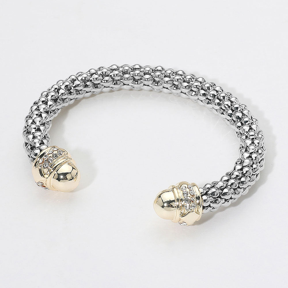 Madeline Love Two Tone Two Tone Stone Paved Dome Tip Cuff Bracelet - Bracelets