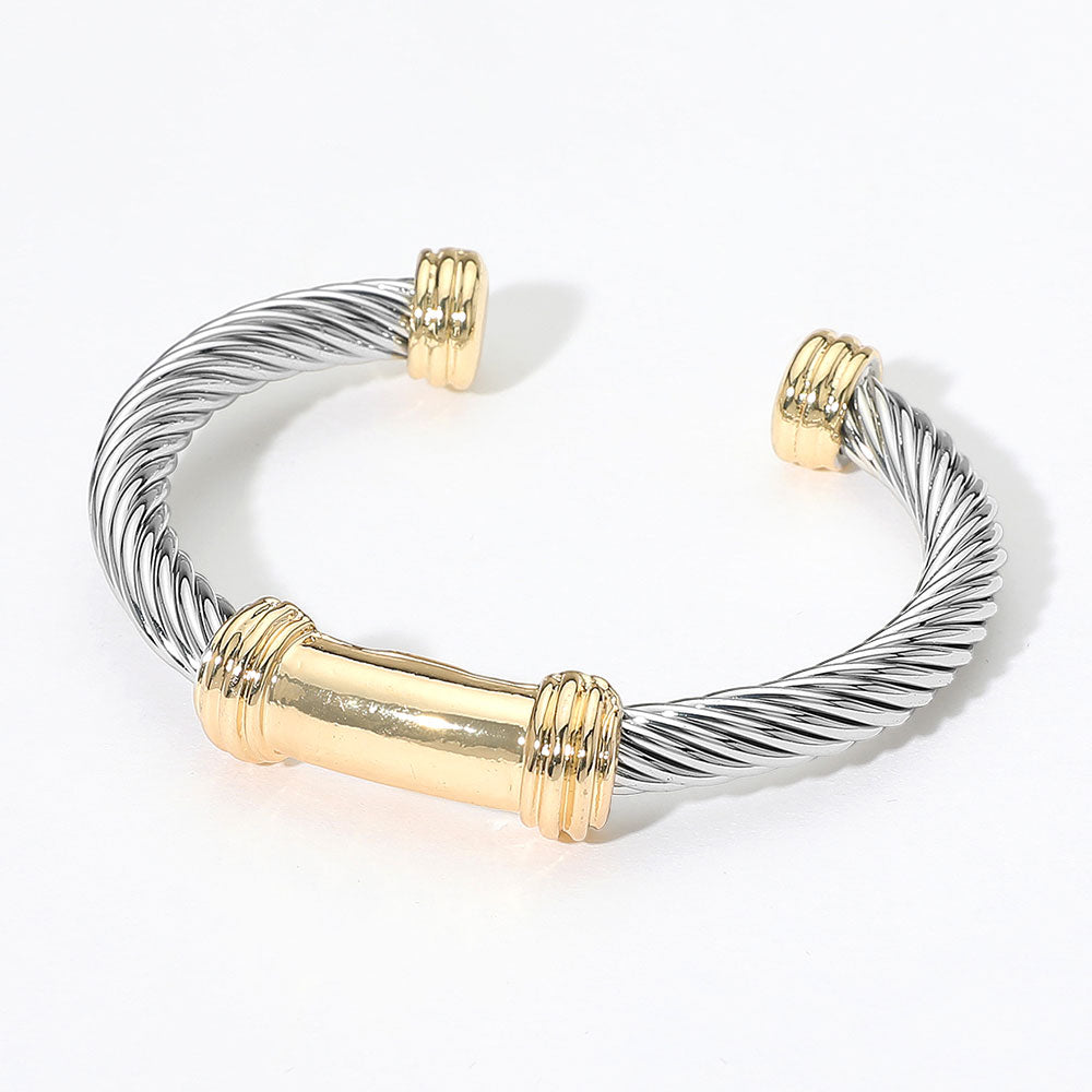 Madeline Love Two Tone 14K Gold Plated Two Tone Metal Cuff Bracelet - Bracelets