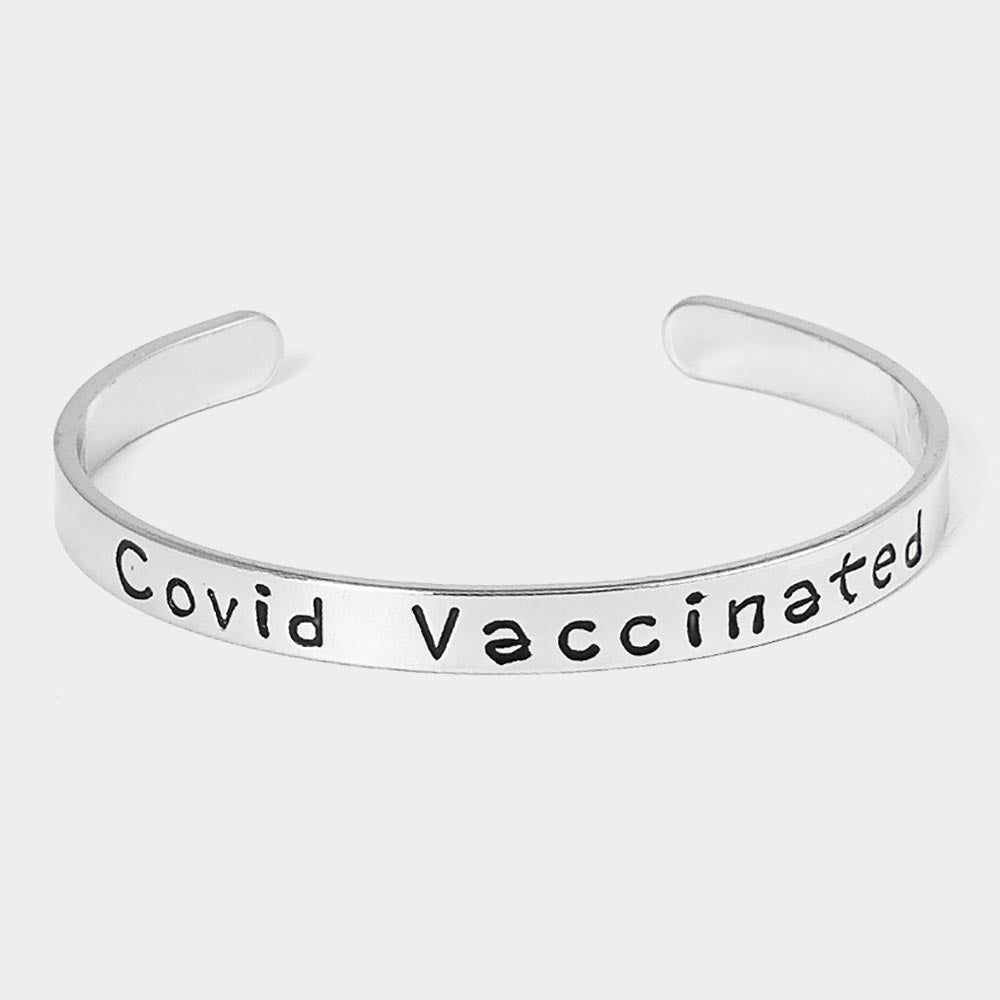 Madeline Love Rhodium Covid Vaccinated White Gold Dipped Message Bracelet - Bracelets